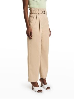 Derek Lam 10 Crosby Khaki Relaxed Straight Leg Paperbag Pant Capsule Sz M